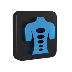 Sticker - Blue Massage stone therapy icon isolated on transparent background. Relaxing, leisure. Black square button.