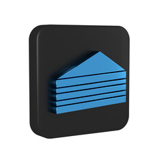 Poster - Blue Cake icon isolated on transparent background. Happy Birthday. Black square button.