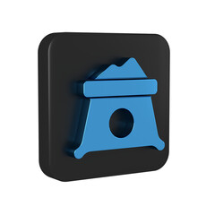 Sticker - Blue Bag of flour icon isolated on transparent background. Black square button.