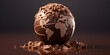 A chocolate ball with a map of the world on it, A chocolate globe with the world on it,Planet earth in melting chocolate realistic flat vector with surreal subject



