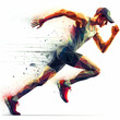 © Taiwo - Running athlete polygonal watercolor ilustration on white background
