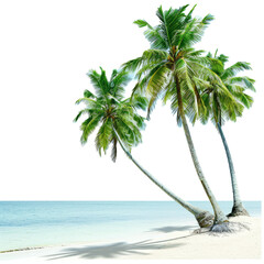 Poster - tropical paradise beach with white sand and coco palms travel tourism