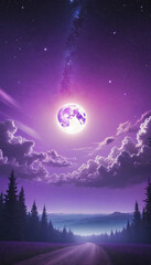 Wall Mural - enchanted purple moonlit sky phone wallpaper