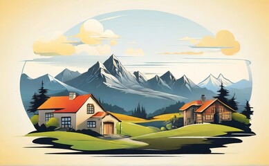 XL illustration vector of landscape with ho