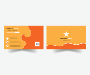 Simple business name card creative template orange and white color, Modern business card orange and black elegant professional, Professional business card mockup