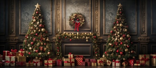 Sticker - Christmas tree and presents in a lovely holiday frame