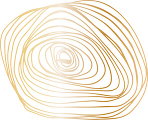 Wall Mural - Gold scribble circle doodle shape illustration on transparent background.
