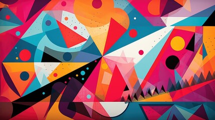 Canvas Print - abstract graphic shapes background illustration geometric texture, minimal vibrant, colorful trendy abstract graphic shapes background