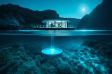 A Bioluminescent Jellyfish-inspired Residence, Softly Illuminating The Dark Ocean Depths With An Otherworldly Glow.
