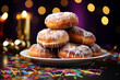 Krapfen, kreppel, donuts traditional food for Mardi Gras.