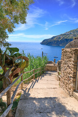 Wall Mural - View of Ischia Island from a evocative staircase on Aragonese Castle in Italy.