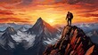 © Ikhou - climber climbs the big rock, high mountains lofoten island, hiper northen light, midnight sun