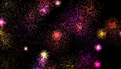 Wall Mural - abstract holiday background with fireworks on black background
