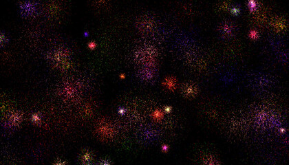 Wall Mural - abstract holiday background with fireworks on black background