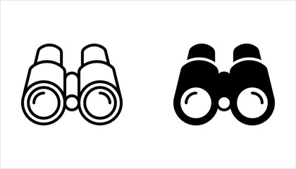 Wall Mural - binoculars icon set. black on a white background.