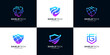 © kiarev - Collection of shield logo design template. secure icon set logo technology.