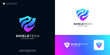 Gradient shield logo design. security technology icon template
