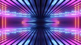 Fototapeta Perspektywa 3d - 3d render. Abstract modern geometric background of metal stripes and neon light. Iridescent ultraviolet futuristic wallpaper