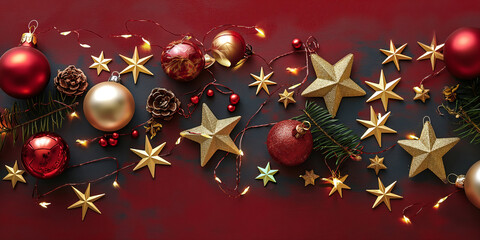 Wall Mural - christmas background with balls and stars