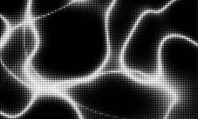 Aufkleber - Monochrome gradient halftone dots background. Vector illustration. Abstract grunge dots on black background