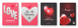 Set of Happy Valentine's Day poster flyer.