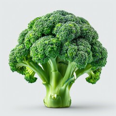 Wall Mural - A head of broccoli on a white background