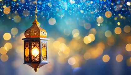 Islamic Muslim holiday background with Eid lantern or lamp