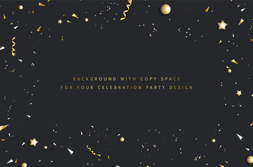 Wall Mural - background with frame from golden elements and copy space