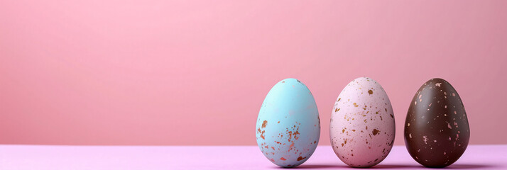 Wall Mural - easter eggs on a pink background	