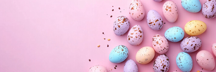 Wall Mural - easter eggs on a pink background	