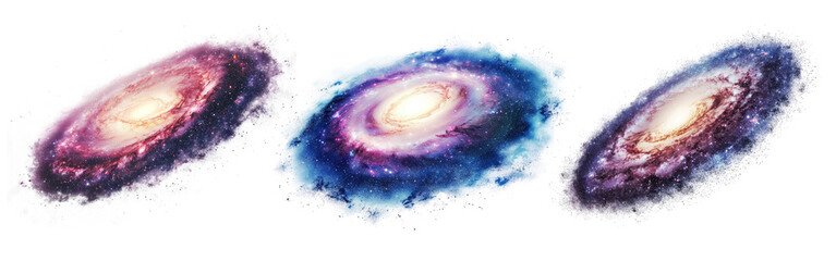 Wall Mural - set of galaxy isolated on transparent background.