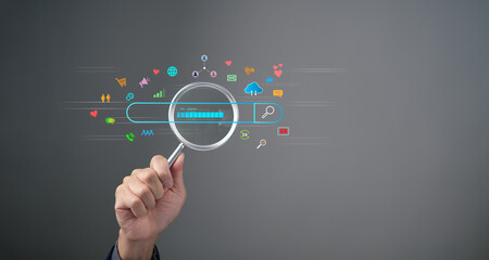 Wall Mural - search engine optimization, seo, searching internet marketing e-commerce social media shopping relax
