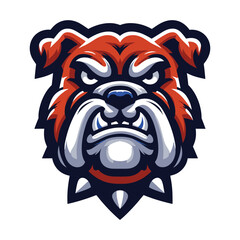  brave animal bulldog head face mascot design vector illustration, logo template isolated on white background