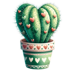 Watercolor Valentines cactus,Valentines Day,PNG Clipart, illustration Isolated on Transparent Background