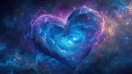 Wall Mural - love heart made of swirling galaxy in deep space universe