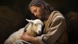 a biblical story in which a Shepherd finds a lost sheep while holding it in his arms, the compassion and love inherent in this theme will convey the essence of redemption and salvation.