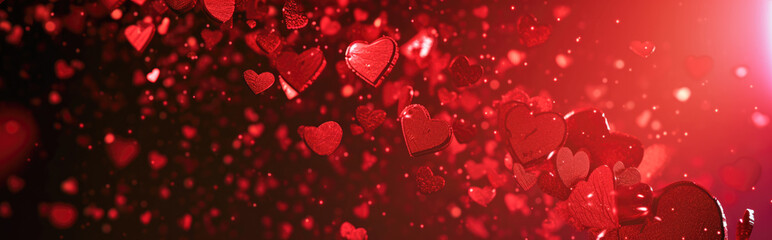 Wall Mural - Valentine's day abstract background with red hearts. .