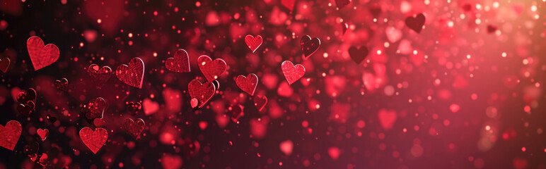Wall Mural - Valentine's day abstract background with red hearts. 