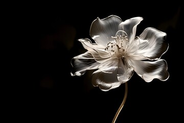 white flower on black background