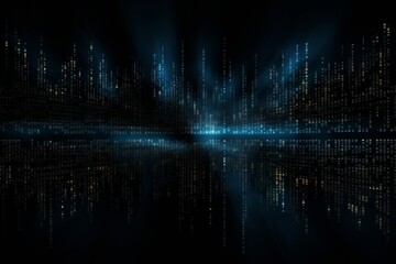 Abstract binary code on dark backdrop. Digital technology background