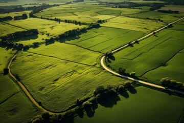 Wall Mural - Aerial shot of a picturesque countryside captured through drone imagery