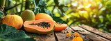 papaya on a wooden background, nature