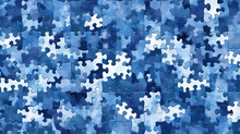 Seamless Painted Blue Jigsaw Puzzle Camouflage Background Pattern