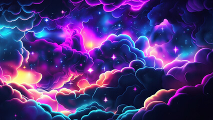 Wall Mural - Abstract illustration of outer space, big beng, cloud of stars, galaxies in beautiful colors. 4K wallpaper	