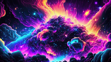 Wall Mural - Abstract illustration of outer space, big beng, cloud of stars, galaxies in beautiful colors. 4K wallpaper	