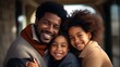 Radiant Family Bliss: genuine happiness of an African American family outdoors.