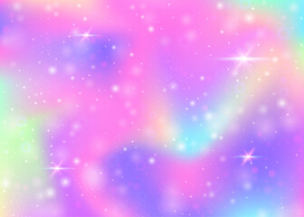Wall Mural - fairy background with rainbow mesh. kawaii universe banner in princess colors. fantasy gradient back