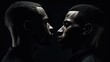 © pvl0707 - Intense profiles: A dramatic side view of two young African American men against a black background.