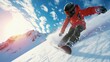 © olegganko - Snowboarding advertisment background with copy space