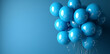 Blue helium balloons on blue background with copy space .Generative ai